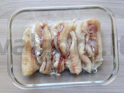 Menkių filė grietinėje su marinuotais agurkais Žingsnis 4