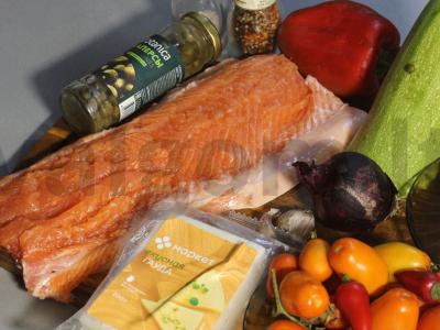 Upėtakis su daržovėmis ir gaudos sūriu Žingsnis 1