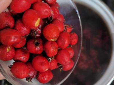 Šermukšnių kompotas su vyšniomis, avietėmis ir gervuogėmis Žingsnis 4