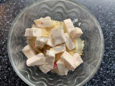 Desertas su zefyrais, varške, bananais ir melionais Žingsnis 7