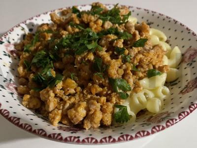 Kiaulienos faršo padažas su pomidorų padažu pagrindine nuotrauka