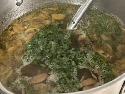 Sriuba su pievagrybiais vištienos sultinyje Žingsnis 8