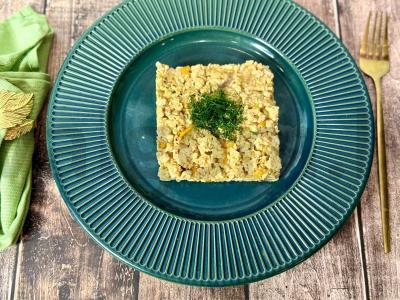 Ryžiai su faršu ir omletu vakarienei pagrindine nuotrauka