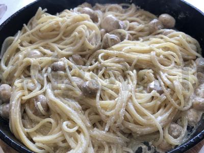 Makaronai su mini šampinjonais Žingsnis 8