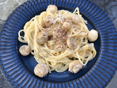 Makaronai su mini šampinjonais pagrindine nuotrauka