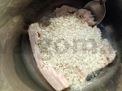 Švelnus avižų, ryžių ir vištienos faršo paštetas Žingsnis 2