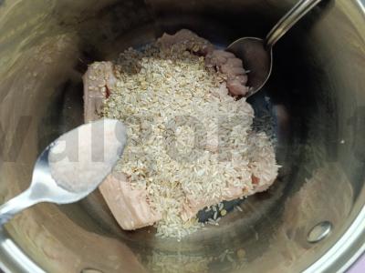 Švelnus avižų, ryžių ir vištienos faršo paštetas Žingsnis 3