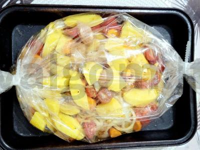 Kvapni vištiena karis su daržovėmis kepimo maiše Žingsnis 5