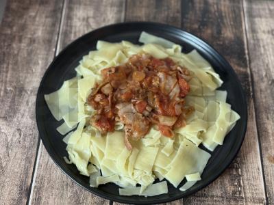 Bespalvė makaronai su bekonu Žingsnis 4