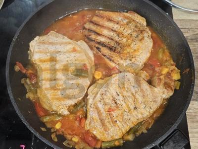 Bulvių košė su kiaulienos steiku ir meksikietiška mišraine Žingsnis 11