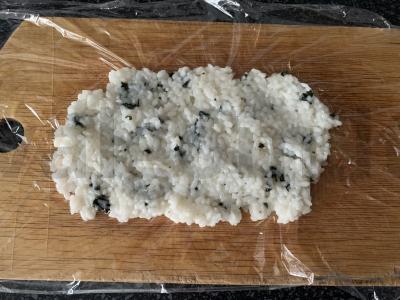 Ryžiai su varške, varškės sūriu ir jūros kopūstais Žingsnis 6