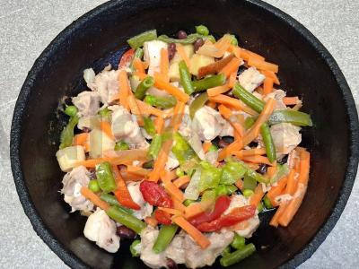 Vištienos krūtinėlė su daržovių mišiniu ir bulguro garnyru Žingsnis 3