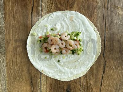 Tortilijos ritinys su daržovėmis ir krevetėmis Žingsnis 5