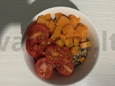 Neįprastas grikių dubuo su prosciutto ir daržovėmis Žingsnis 4