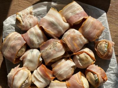 Šampinjonai su bekonu ir varškės sūriu Žingsnis 3