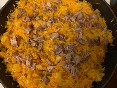 Troškinta kopūstai su kiauliena ir morkomis Žingsnis 5