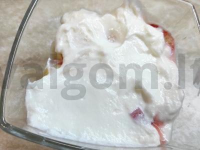 Be cukraus vaisių jogurtas Žingsnis 2