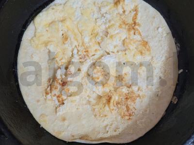 Varškės omletas su kumpiu ir sūriu ant tortilijos Žingsnis 4