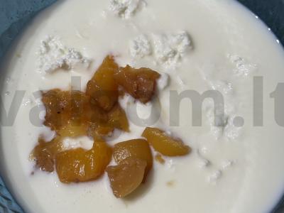 Sveiki blynai su vaisiais ir mocarela be kiaušinių Žingsnis 1