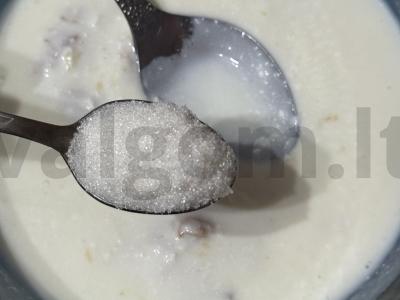 Sveiki blynai su vaisiais ir mocarela be kiaušinių Žingsnis 2