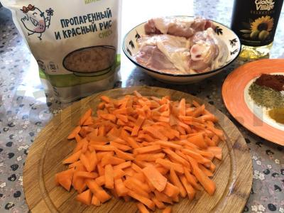 Plovas su raudonuoju ir ruduoju ryžiu Žingsnis 1