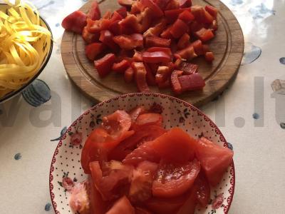 Makaronai su daržovėmis ir kiauliena vakarienei Žingsnis 5