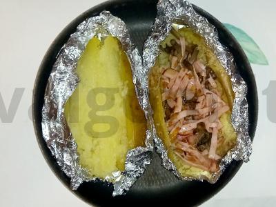 Keptas bulvės su virtos-rūkyta pečių ir grybais Žingsnis 6