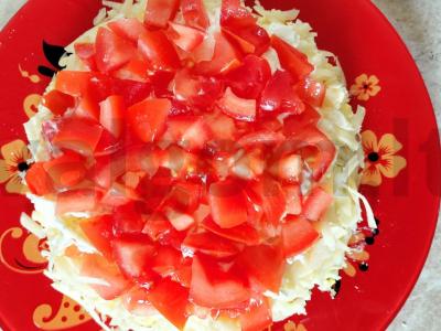 Skanus ir sočius salotas su upėtakiu, bulvėmis ir pomidorais Žingsnis 8