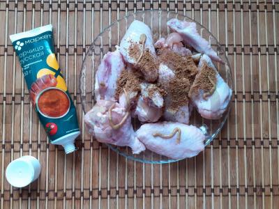 Kepti vištienos sparneliai su garstyčiomis ir prieskoniais Žingsnis 2