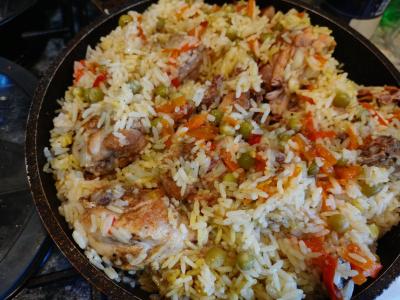 Ryžiai su daržovėmis ir vištiena Žingsnis 10