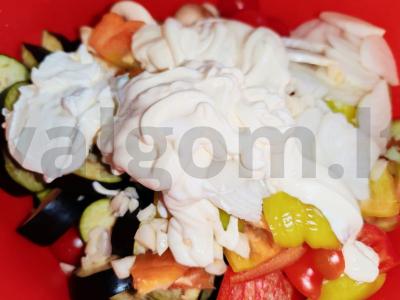 Kepti daržovės su grybais, grietine ir majonezu Žingsnis 3