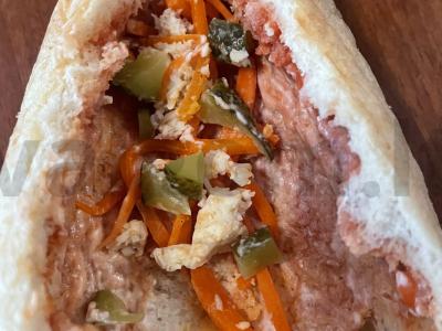 Užkandžių ritinėliai iš kvietinio batono Žingsnis 3