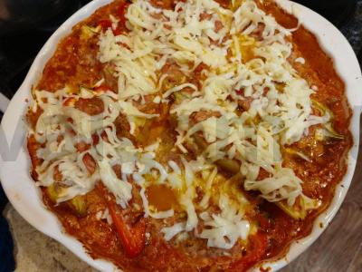 Įdaryti pipirai, kepti po sūriu Žingsnis 12