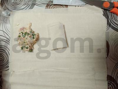 Vyniotiniai su kumpiu, varške ir sūriu Žingsnis 6