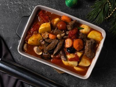 Jautiena su daržovėmis, džiovintais abrikosais ir grybais Žingsnis 6