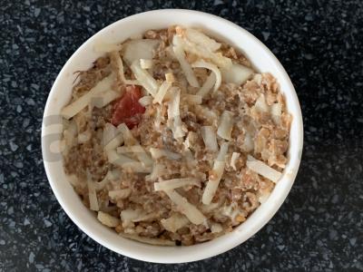 Grikių dribsnių, rikotos ir pomidorų apkepas Žingsnis 4