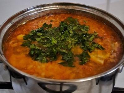 Sūrusis sriuba su marinuotais pomidorais Žingsnis 11