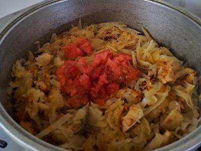 Troškinta kopūstai su rūkytomis vištienos Žingsnis 9