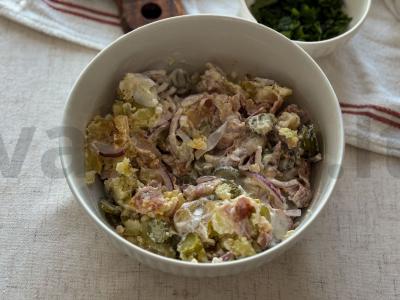 Šiltas salotas su bulvėmis ir bekonu Žingsnis 10