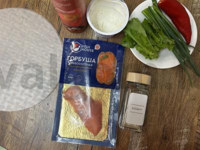 Sprendimo ritinėliai su lašiša ir romėnų paprika Žingsnis 1