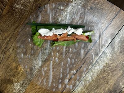 Sprendimo ritinėliai su lašiša ir romėnų paprika Žingsnis 8