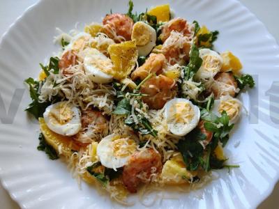 Salotas su apelsinu, rukola ir krevetėmis pagrindine nuotrauka