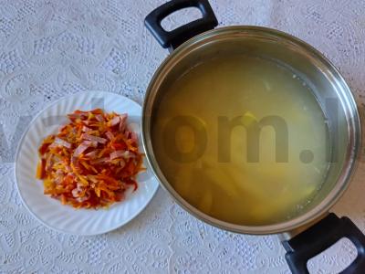 Ryžių sriuba su virtomis-rūkyta dešra Žingsnis 6