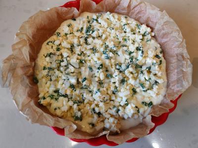 Kiaušinių ir žaliojo svogūno pyragas su grietine Žingsnis 10