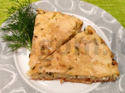 Kiaušinių ir žaliojo svogūno pyragas su grietine Žingsnis 13