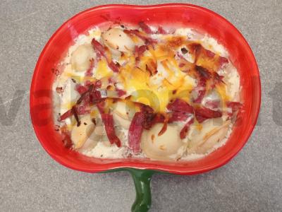 Koldūnų apkepas su rūkytos dešros Žingsnis 7