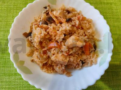 Ryžiai su mėsa, daržovėmis ir prieskoniais pagrindine nuotrauka