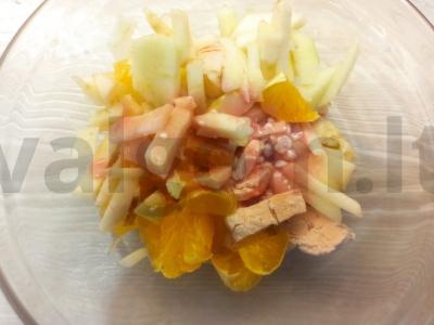 Vaisių salotos su obuoliu, mandarinų ir zefyru Žingsnis 5