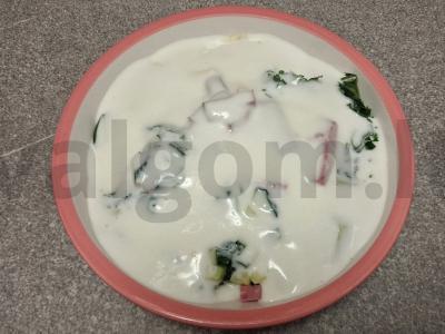 Okroška su kefyru ir rūkytomis dešromis Žingsnis 5