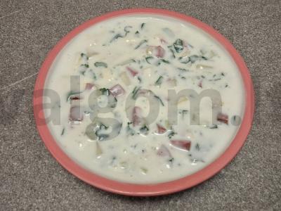 Okroška su kefyru ir rūkytomis dešromis Žingsnis 7